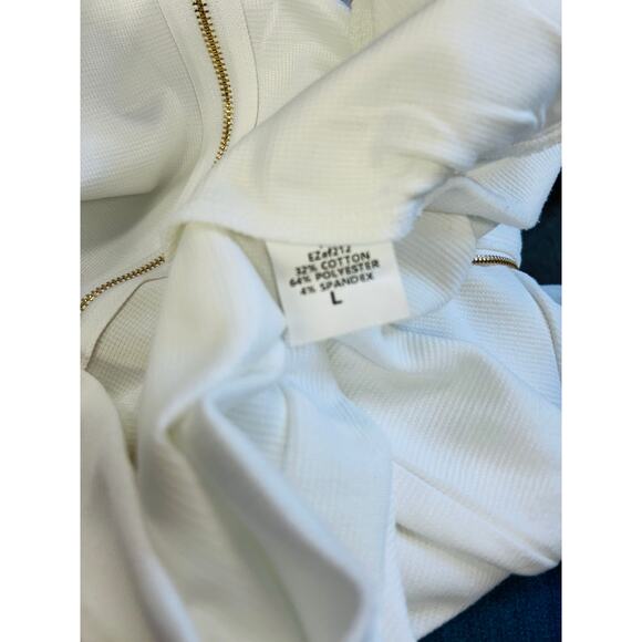EFan White Oversized Zip Jacket Sweater Gold Hardware Size Large - Picture 10 of 10